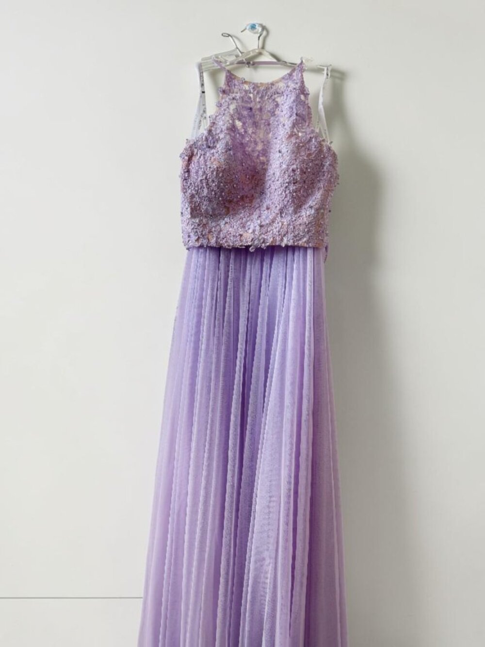 Lavender two-piece prom dress